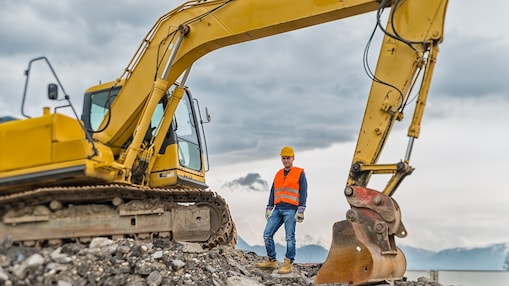 Engineer working on construction site