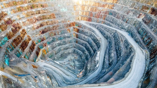 Birdseye view of an open mine