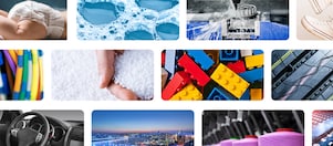 Mosaic image, including image of plastics and water