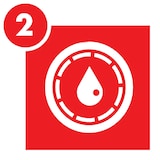 Red icon with a water droplet