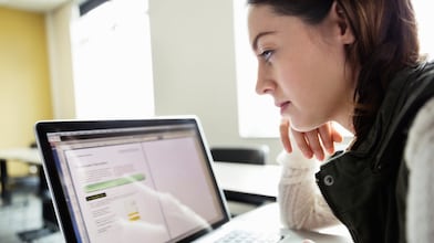 Women working on her laptop