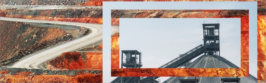 A cement mine with large mining equipment