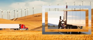 Truck driving in wheat field
