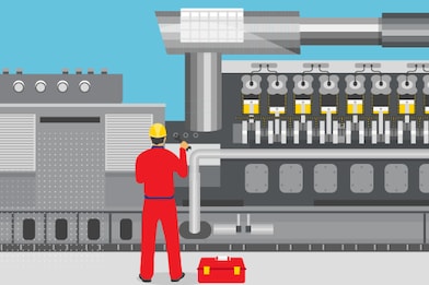 infographic image of man working in industry