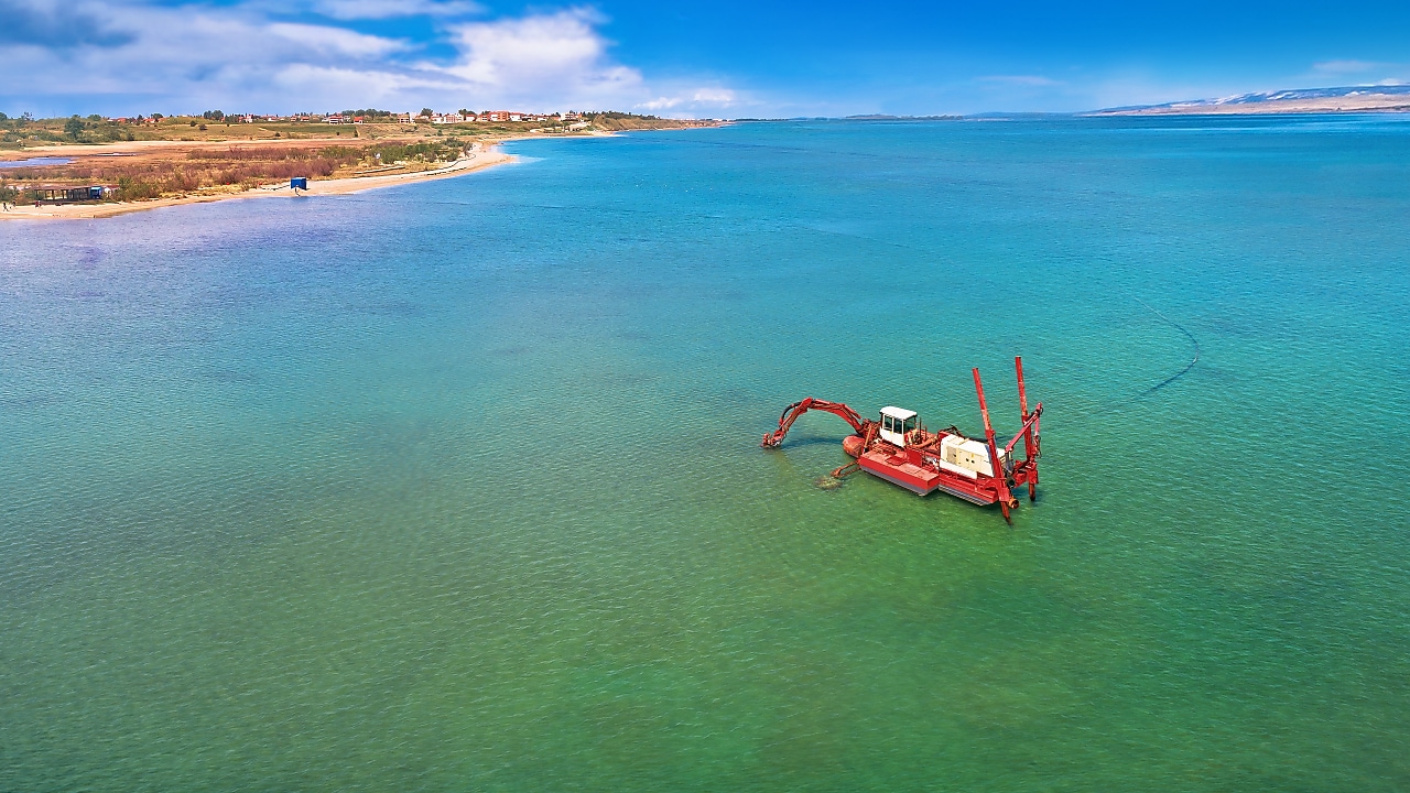 Dredging in bay
