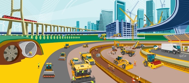 Illustration of construction site