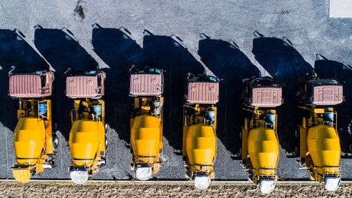 Ariel view of cement mixer