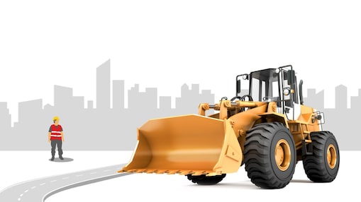 3D Model of digger in city landscape