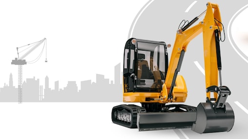 3D Model of smaller digger on a road