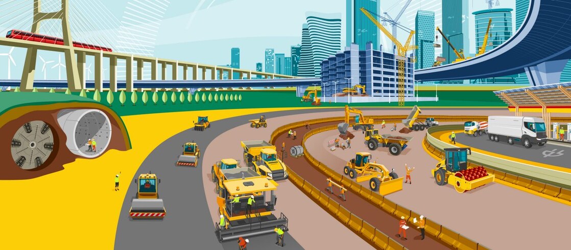 Illustration of construction site