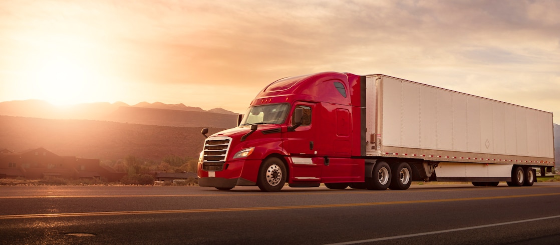 Red truck on road