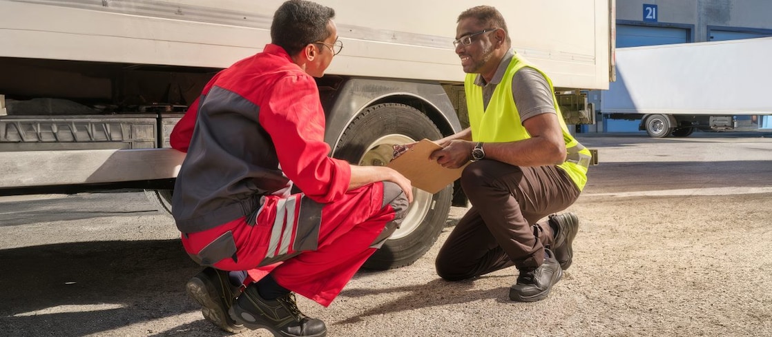 An engineer sat with a fleet owner