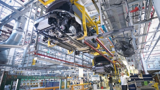 Cars in production plant