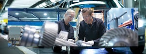Factory workers in auto components plant