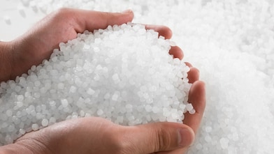 Hands holding plastic