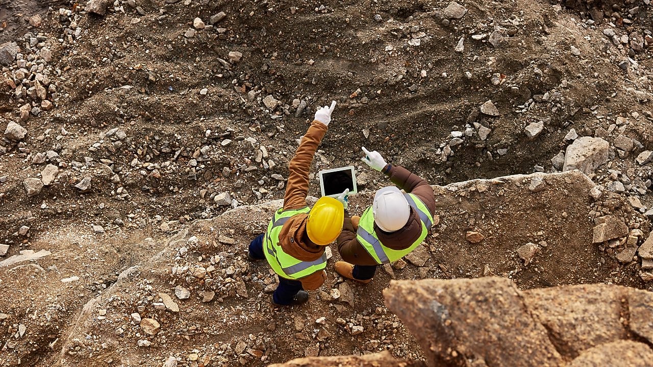 Two workers at  mining site
