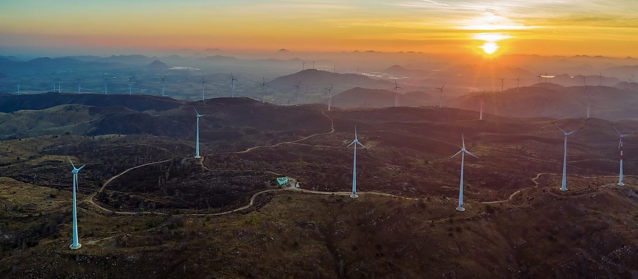 Wind turbines on a mountain top