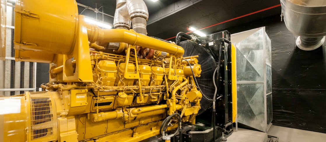 Close up of a yellow engine