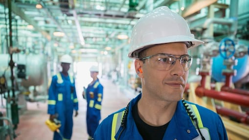 Workers at work in a power plant