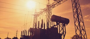 Close up of a transformer at sunset