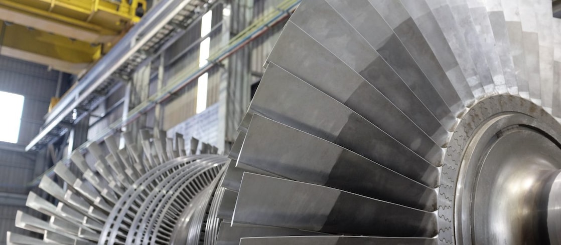 Close up of a turbine in a warehouse