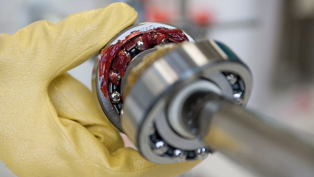 Close up on a gear with grease applied