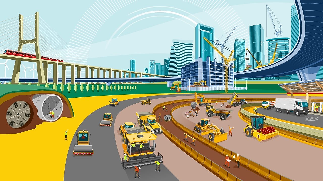 Illustration of construction site