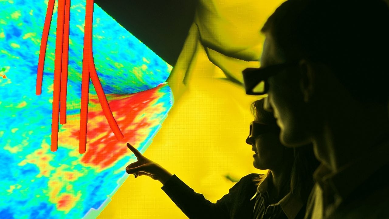 People looking at seismic image