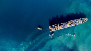 Above shot of container ship