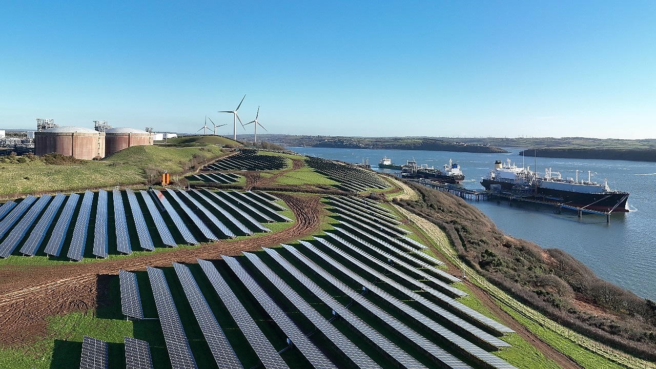 A solar panels on a hill