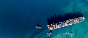 Above shot of container ship
