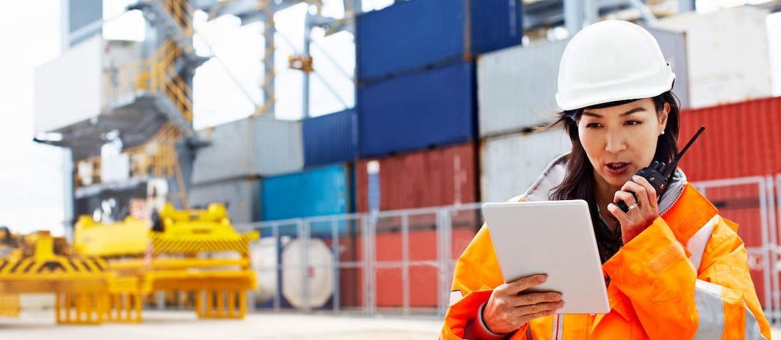 Worker working in a dock yard