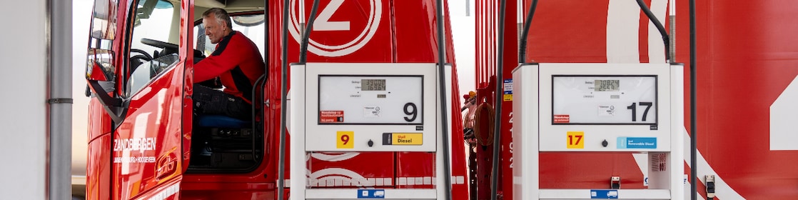 Shell Renewable Diesel service station with truck