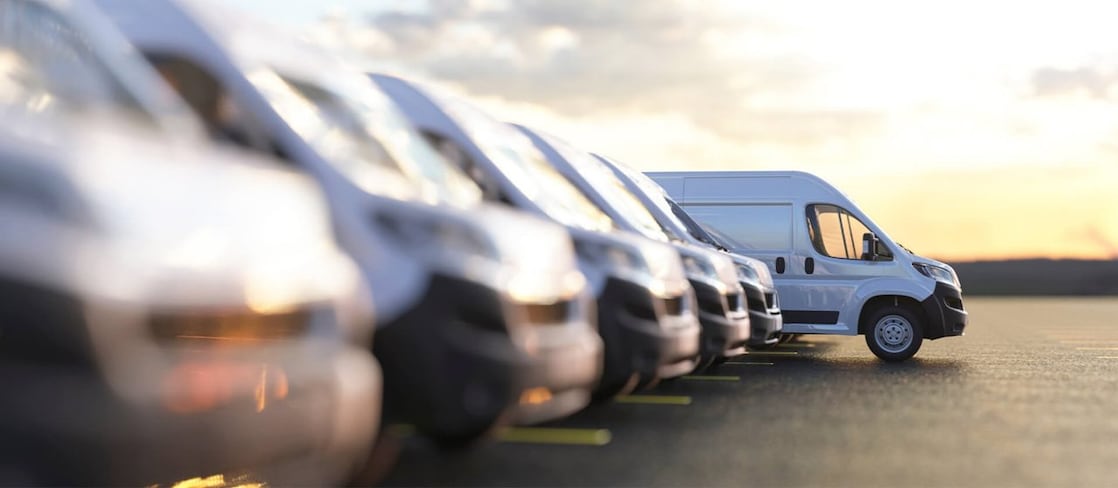 Row of white vans