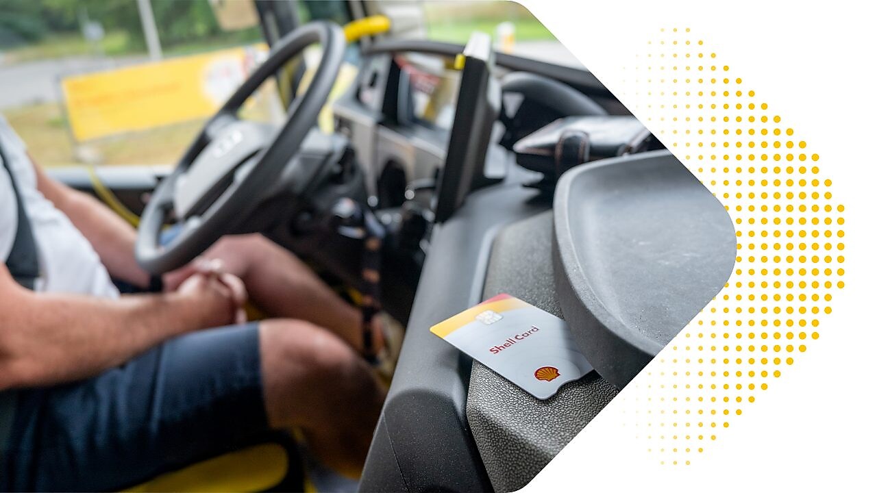 Shell card inside of a truck cab