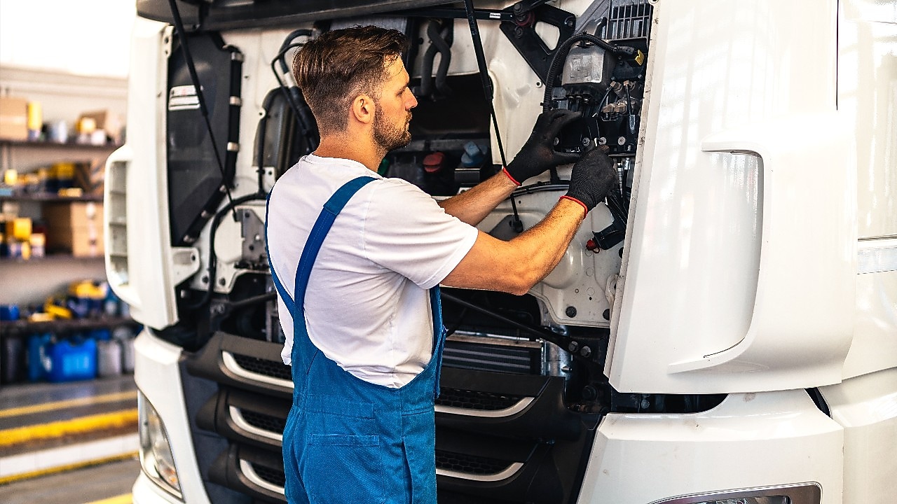 Mechanic and truck