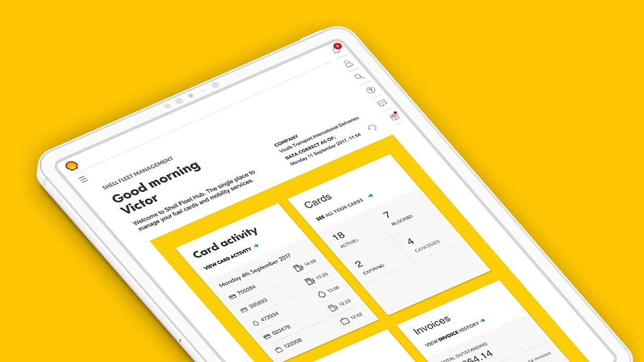 Shell fleet hub tablet