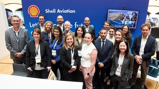 At the Shell Aviation booth during the Sustainable Aviation Futures Congress in Amsterdam.