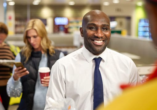 Man at Cobham retail station