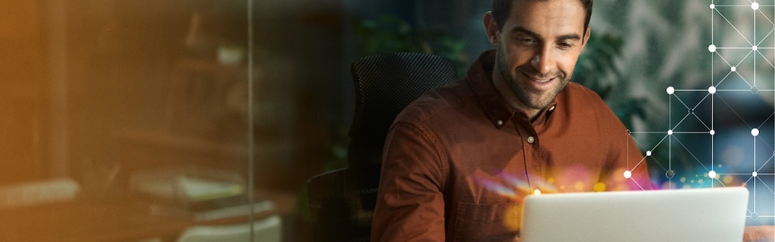 Man smiling in office