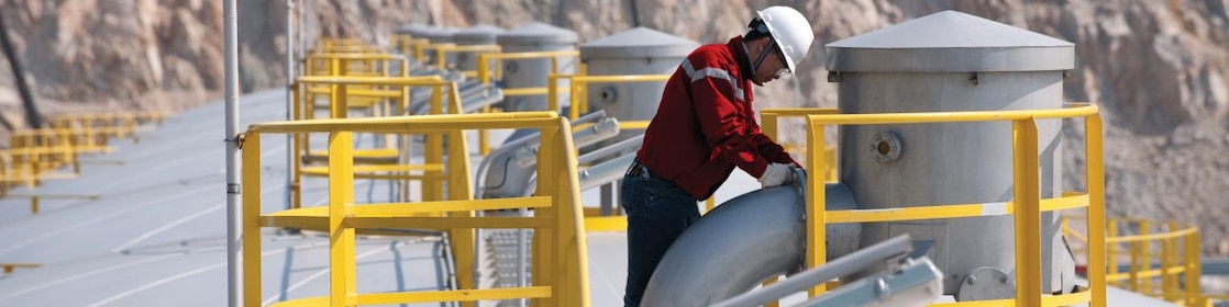 man working on the fertiliser platform