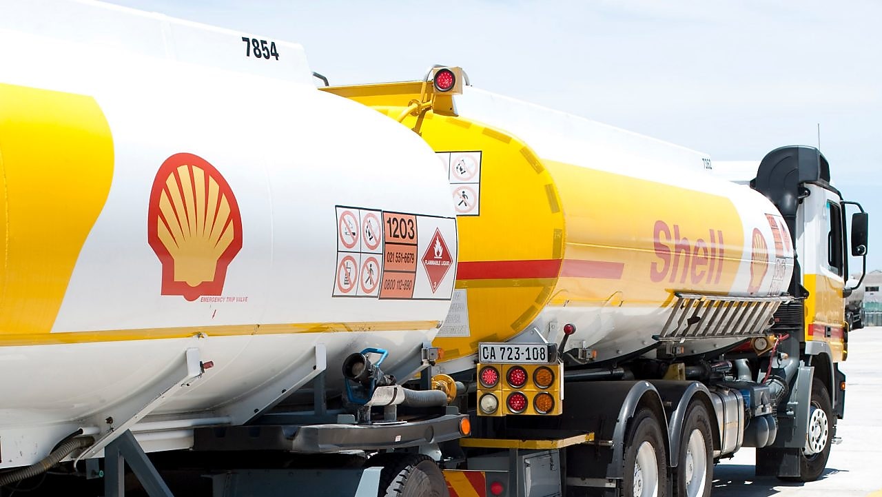 shell fuel tanker in a depot