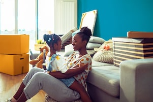 mother and daughter at home