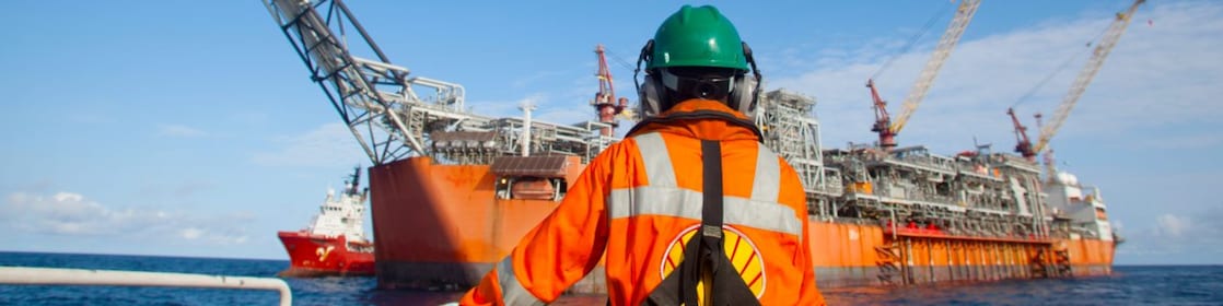 Shell employee viewing ship from long distance