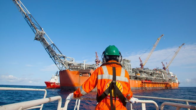 Shell employee viewing ship from long distance