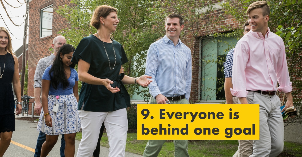 Reason number nine – everyone is behind one goal. Julie Ferland and Shell TechWorks team members enjoying a conversation outdoors.