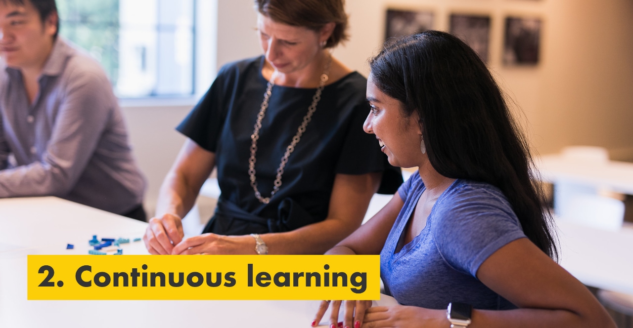 Reason number two – continuous learning. Julie Ferland working with a Shell TechWorks team member.