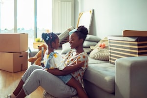 mother and daughter at home