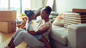 mother and daughter at home