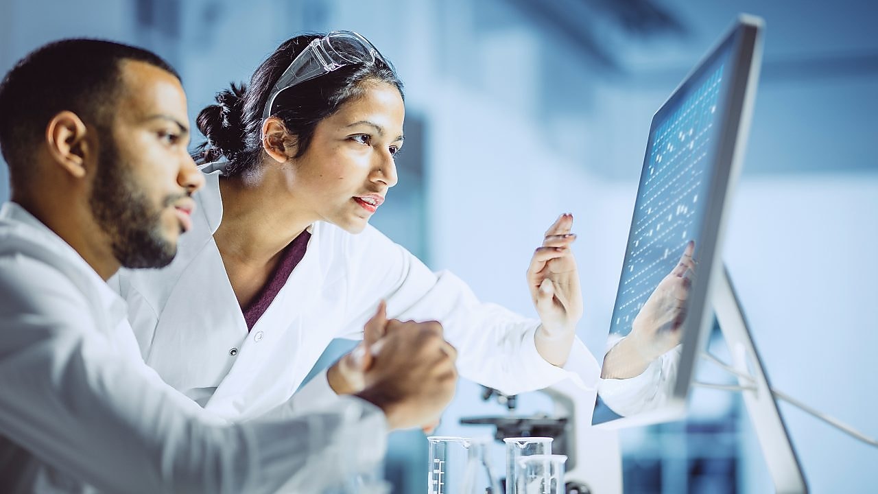 Scientists working in the laboratory